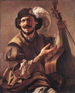 Hendrik ter Brugghen - A Laughing Bravo With a Bass Viol and a Glass