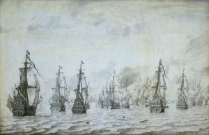 Willem van de Velde the Elder - Zeeslag bij Duinkerken 18 Februari 1639 (1659)
