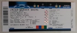 01 Ekim 2008 - Inter Milan - Werder Bremen Mac Bileti