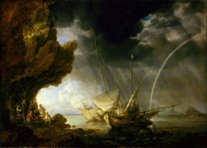 Julius Porcellis - Fishermen on Shore Hauling in their Nets (1640)
