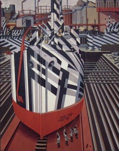 Edward Wadsworth - Dazzle-ships in Drydock at Liverpool (1919)