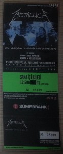 Metallica - The Garage Remains The Same 1999, 13 June 1999, Istanbul - Ticket