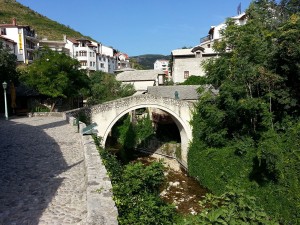 13 Temmuz 2015, Egri Kopru aka Kriva Cuprija aka Crooked Bridge, Mostar, Bosna-Hersek